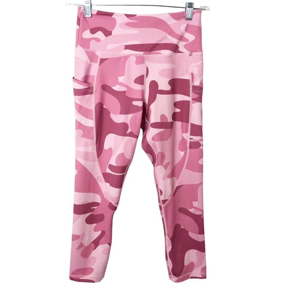 ZYIA Active Women's Pink Camouflage Cropped Workout Leggings w/Pockets Size 4